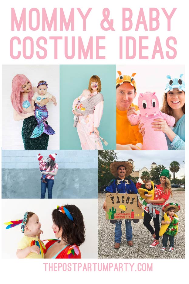 mom and baby Halloween costumes picture collage