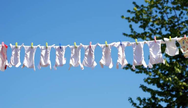 cloth diapers drying in the sun after being washed