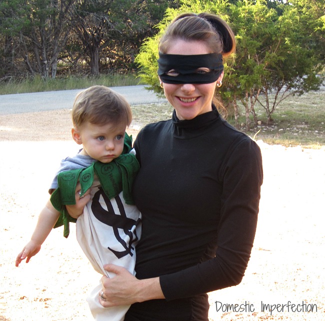 robber and money halloween costume for mom and baby