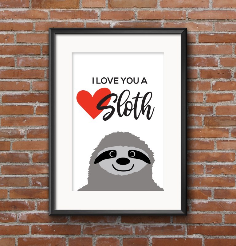 sloth heart wall art