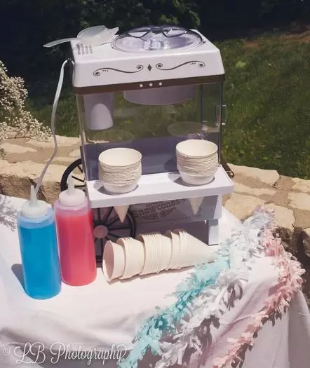 gender reveal food ideas -  snow cone station