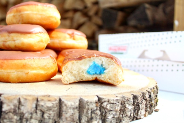 blue filled donuts for gender reveal food idea