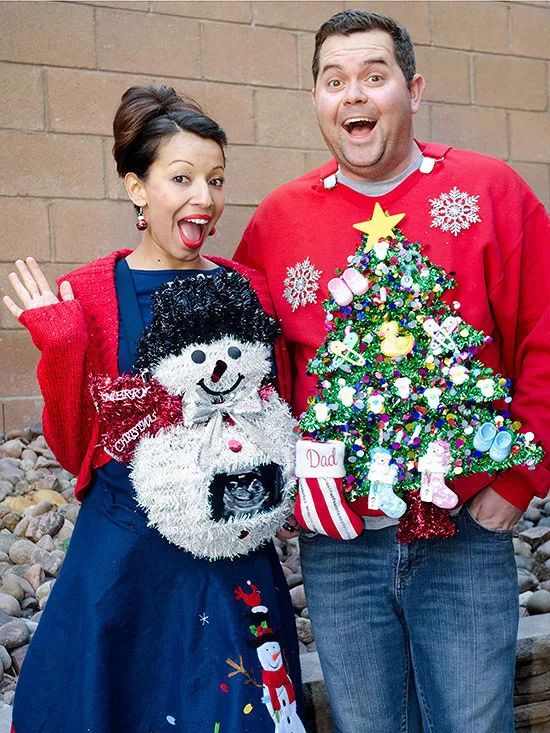 Christmas pregnancy announcement ugly sweaters