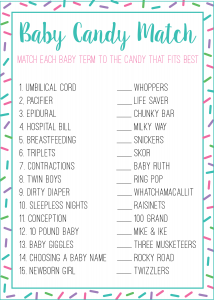 Free Candy Match Baby Shower Game - The Postpartum Party