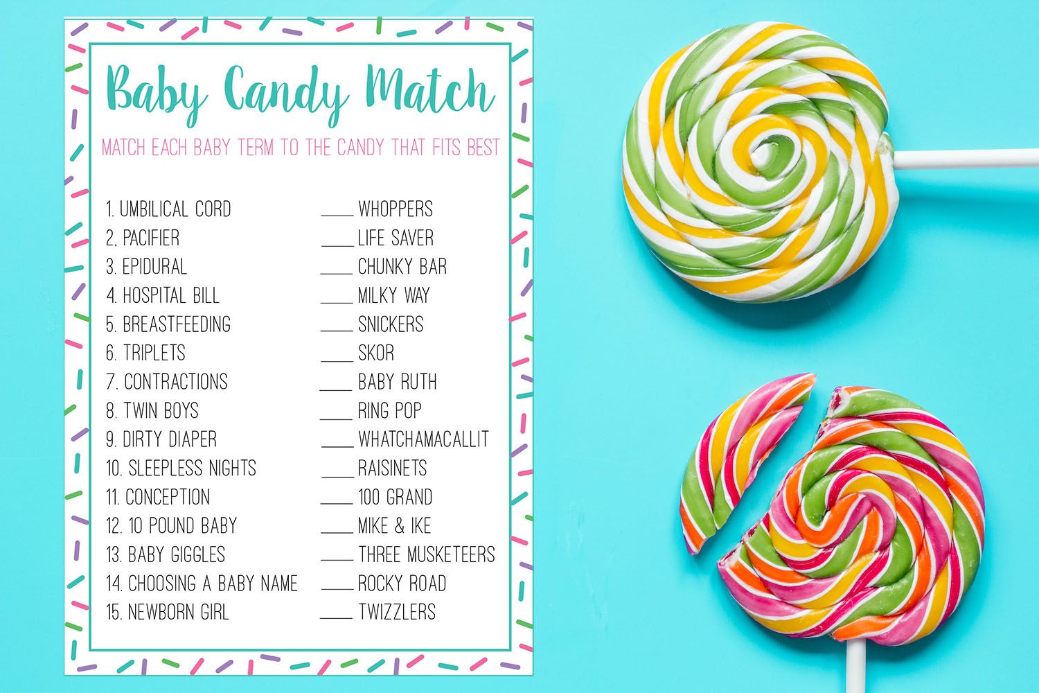 candy bar match game