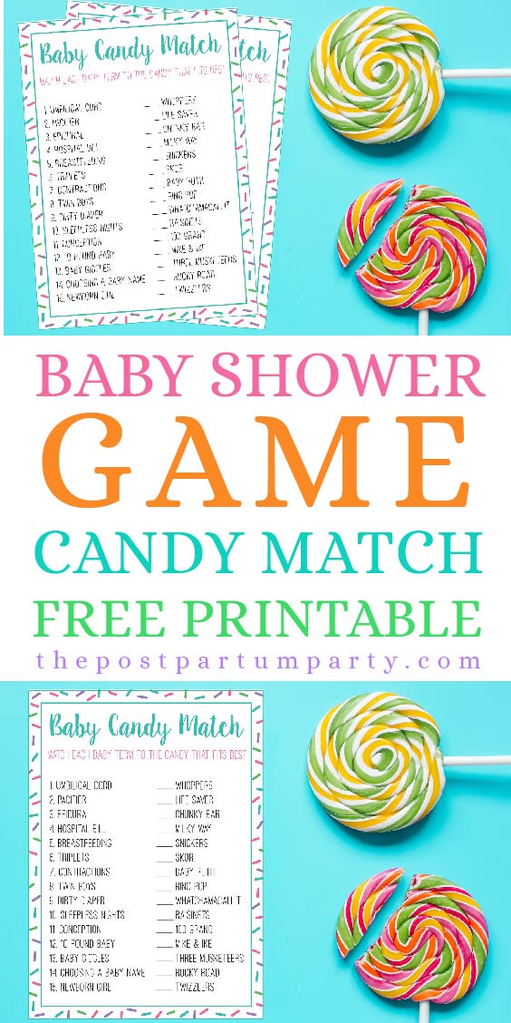 Use this free printable to play the candy match baby shower game at your next baby shower. This is a fun and easy game for guests of all ages!