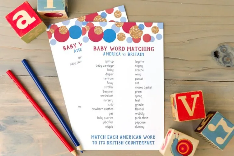 Baby word match baby shower games ideas