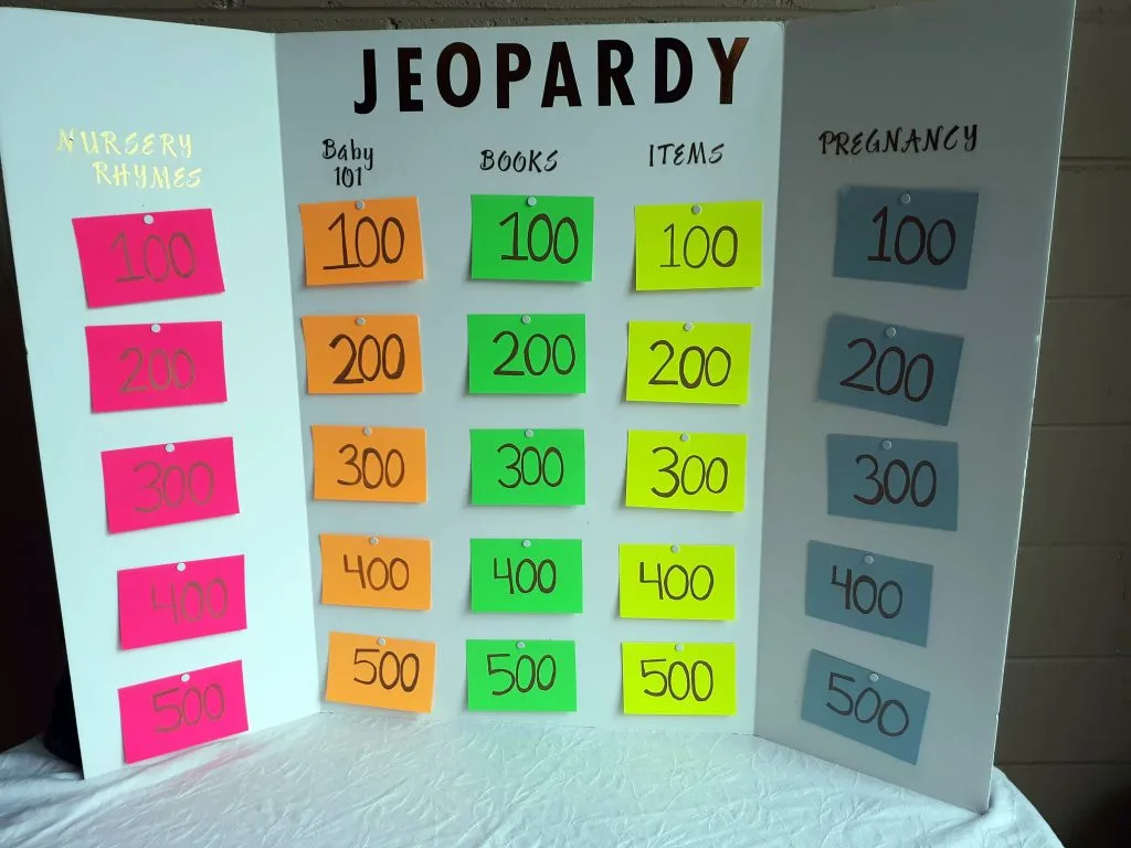 Jeopardy baby shower games that don't suck