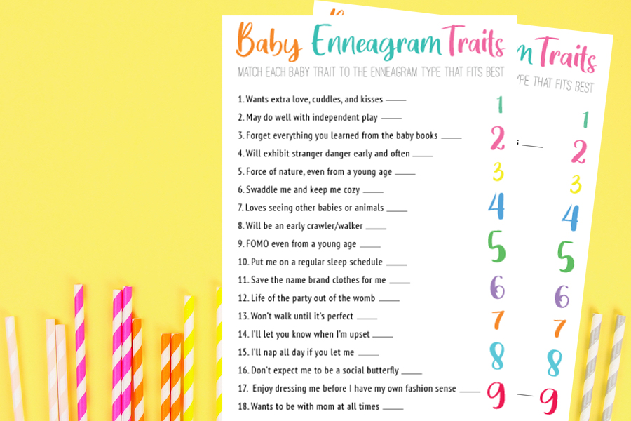 printable baby shower game - enneagram