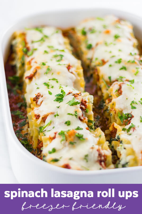 spinach lasagna roll ups - freezer meals before baby