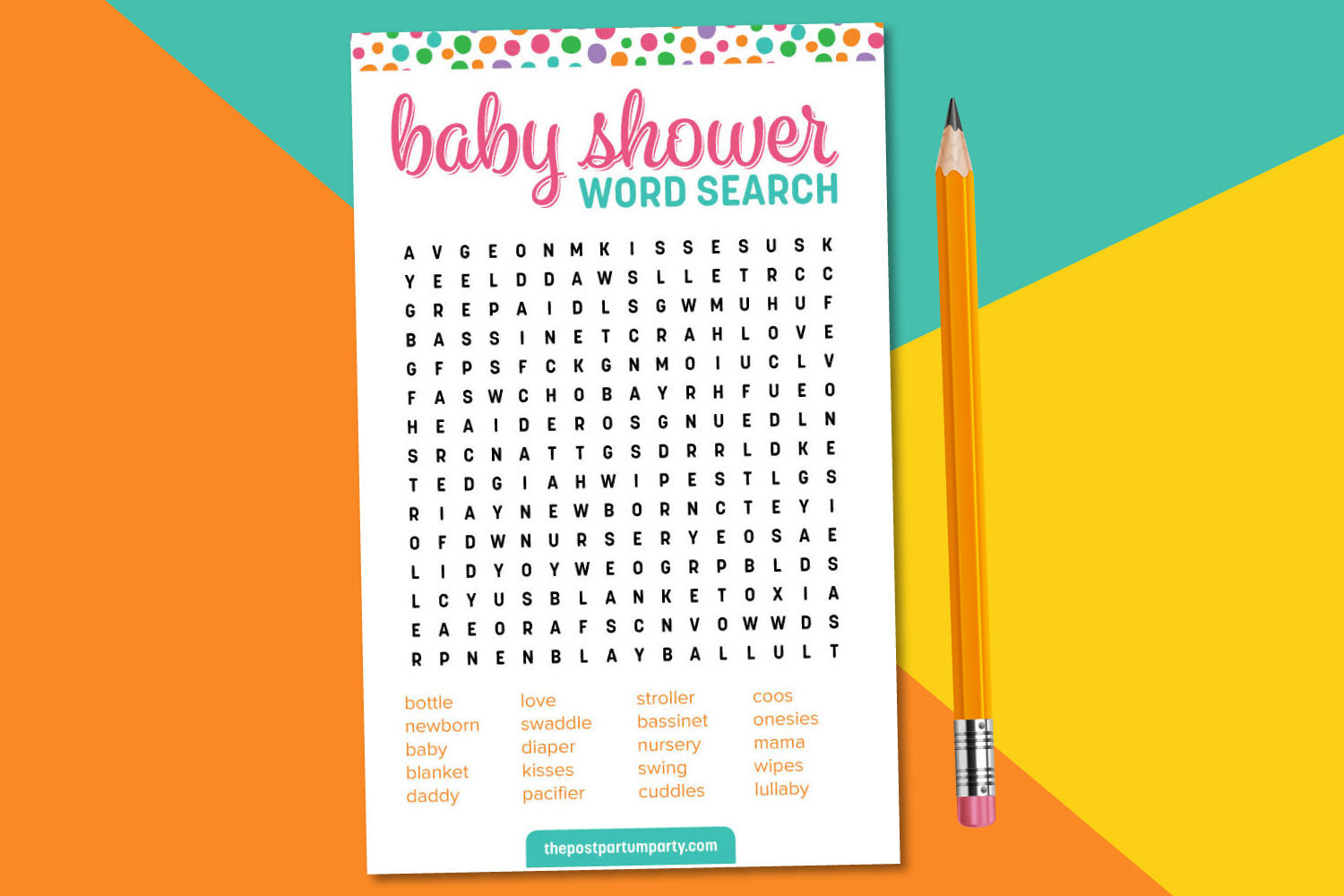 Free Printable Baby Shower Word Mining Game