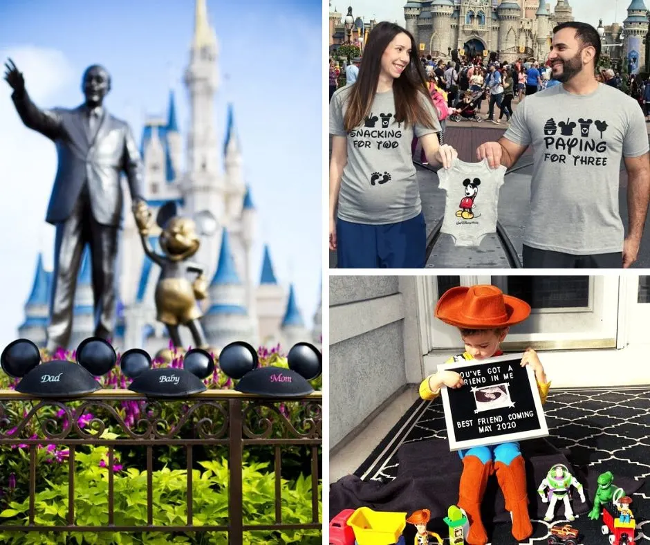 Disneyland pregnancy announcement photo collage