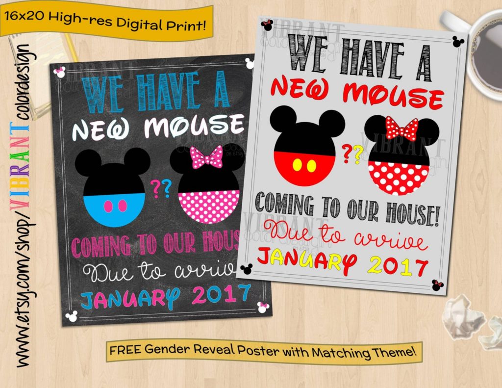 Disney pregnancy announcement - printable sign to announce a new mouse in the house coming soon