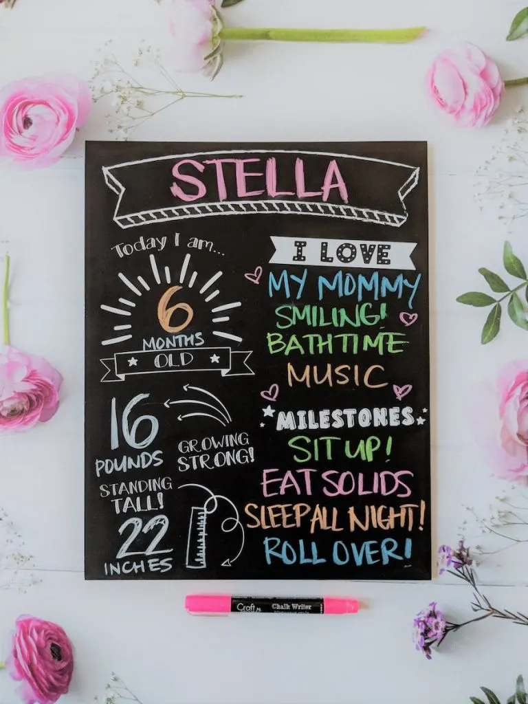 chalkboard to track baby's stats for monthly pictures