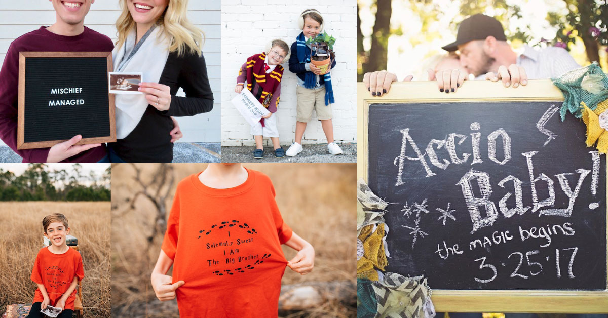 Harry Potter pregnancy announcements collage of photos