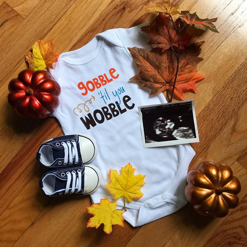 Thanksgiving pregnancy announcement onesie