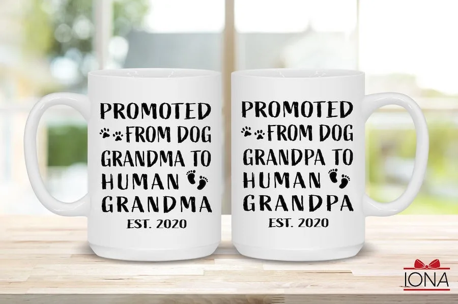 dog pregnancy announcements mugs for the new grandparents