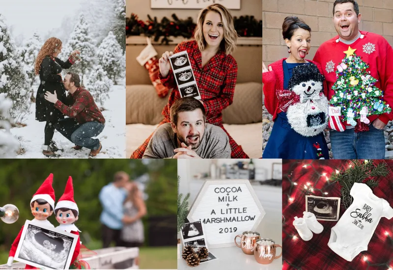 Christmas pregnancy announcement photo collage