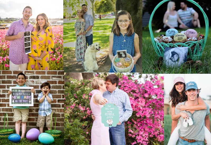 Easter pregnancy announcement photo collage