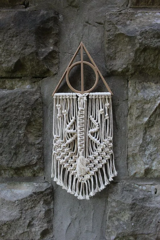 Harry Potter Deathly Hallows macrame wall hanging