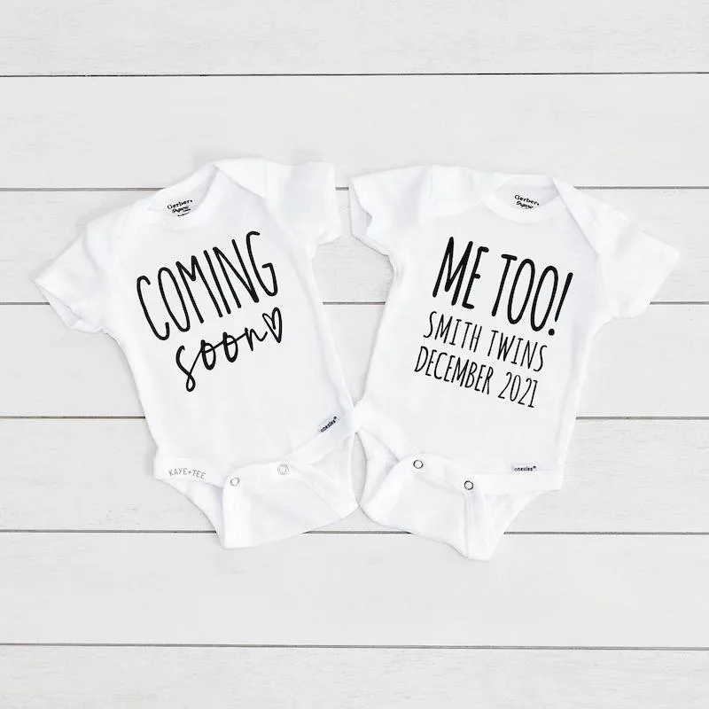 baby onesies for twin pregnancy announcement