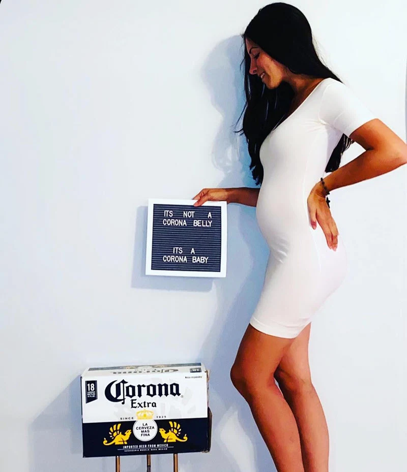 funny pregnancy announcement with corona beer