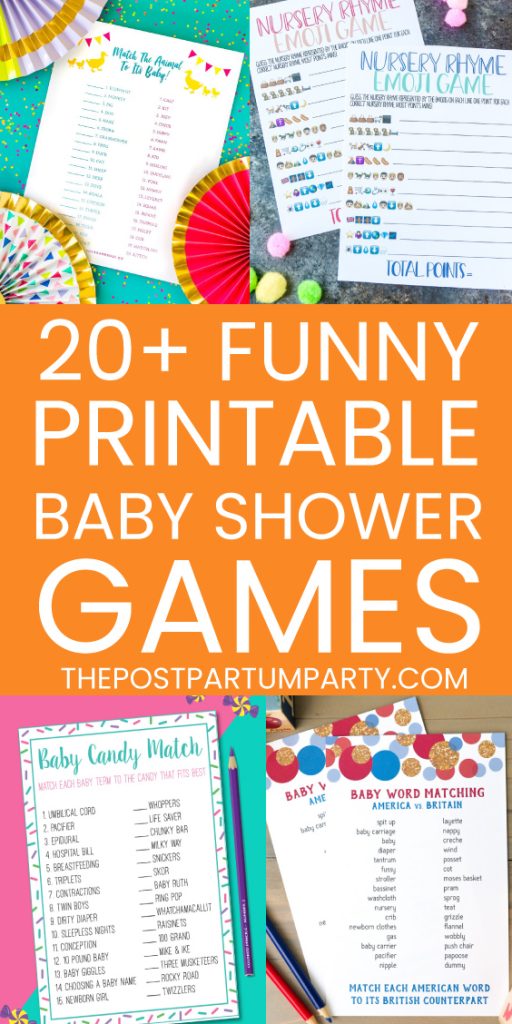 printable baby shower games pin image