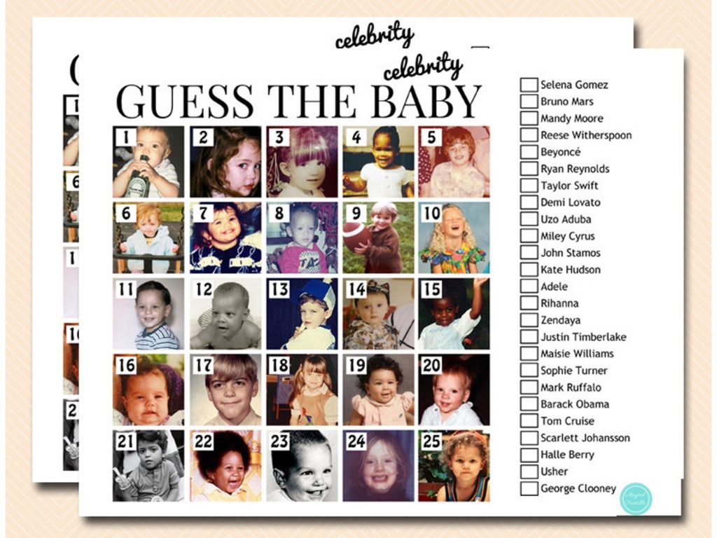 guess the celebrity baby printable baby shower game