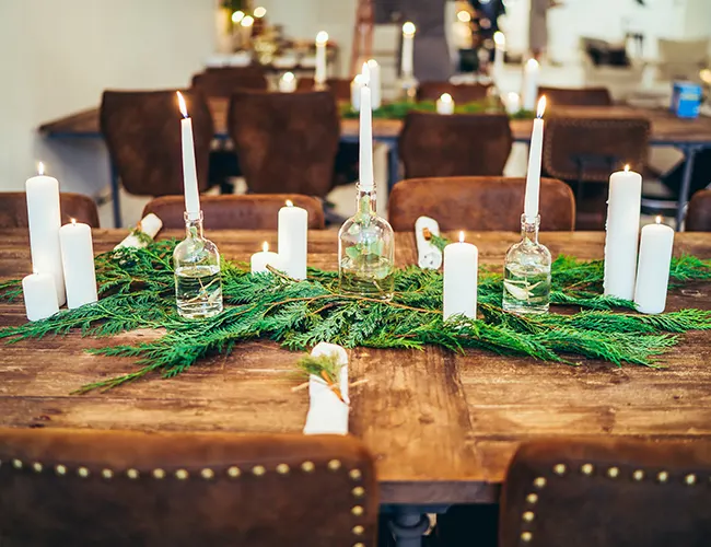 rustic winter baby shower table