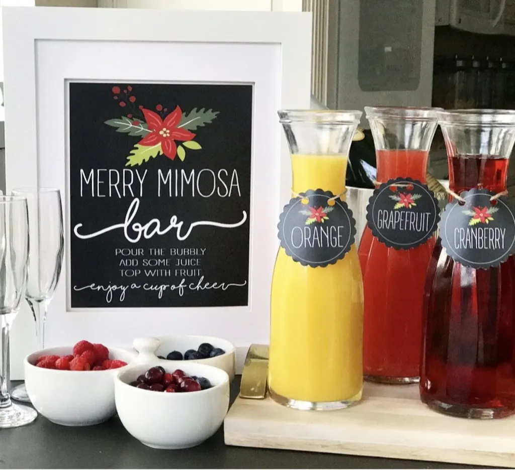 Merry Mimosa bar for Christmas baby shower