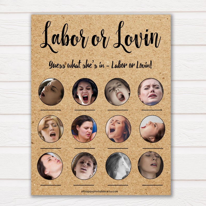 printable baby shower game labor or lovin'