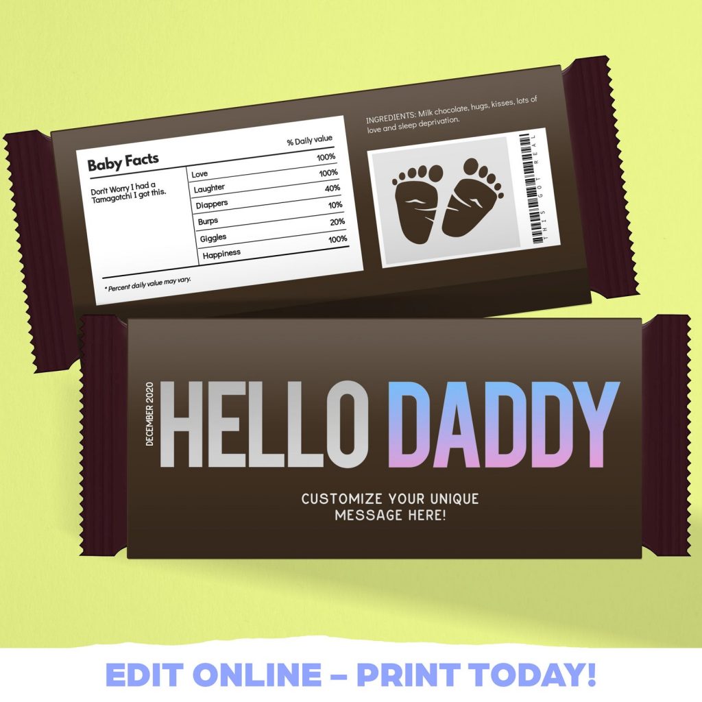 Daddy candy bar as a way to tell husband you're pregnant