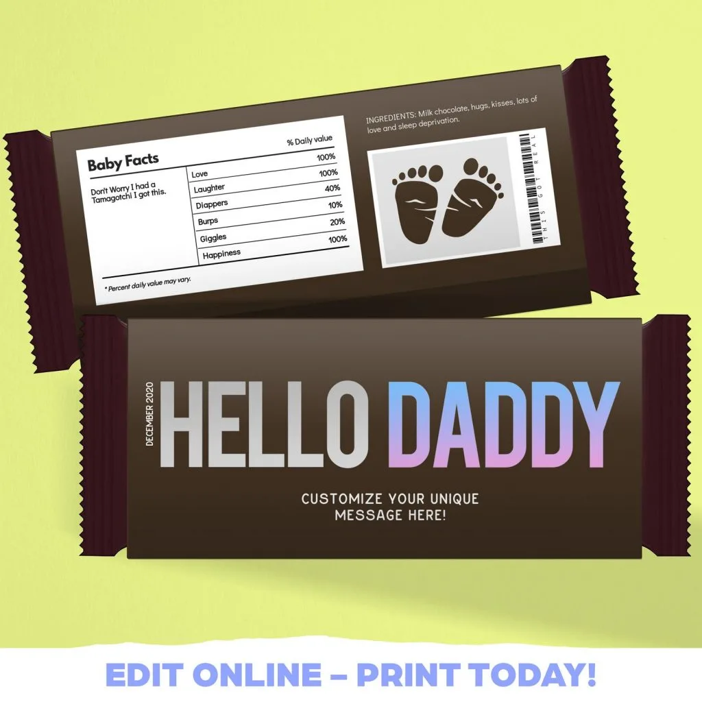 Daddy candy bar as a way to tell husband you're pregnant