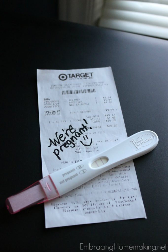 Receipt and pregnancy test - way to tell husband you're pregnant