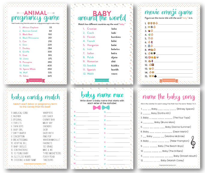 25 Hilarious Printable Baby Shower Games The Postpartum Party