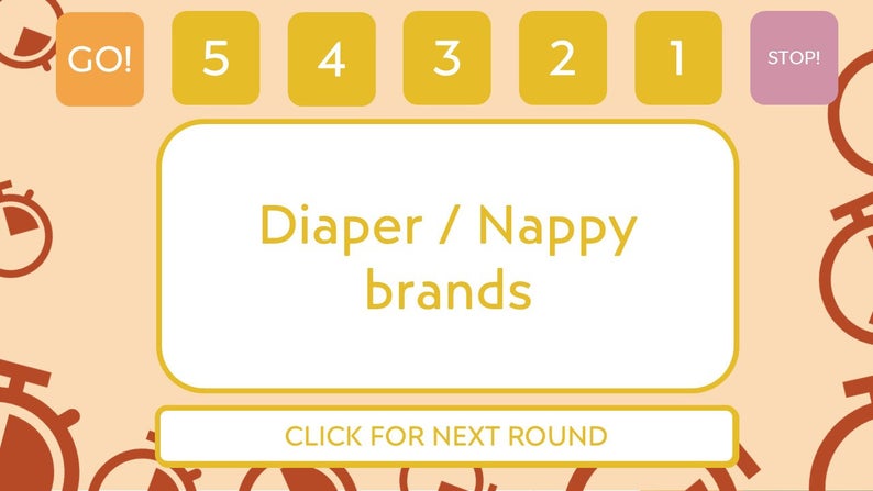 virtual baby shower game - 5 seconds