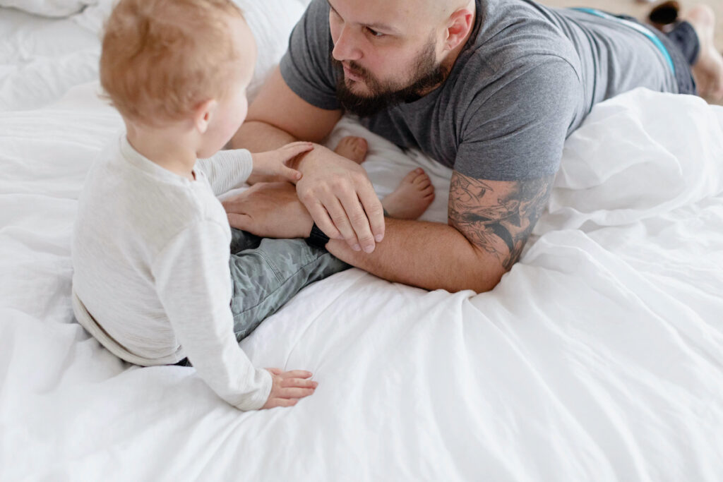 dad and son during 12-month sleep regression