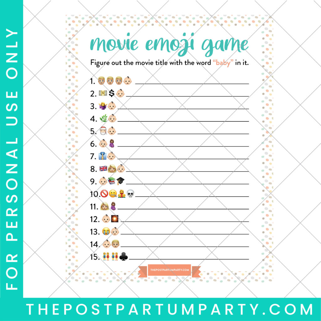 baby shower movie emoji game mockup