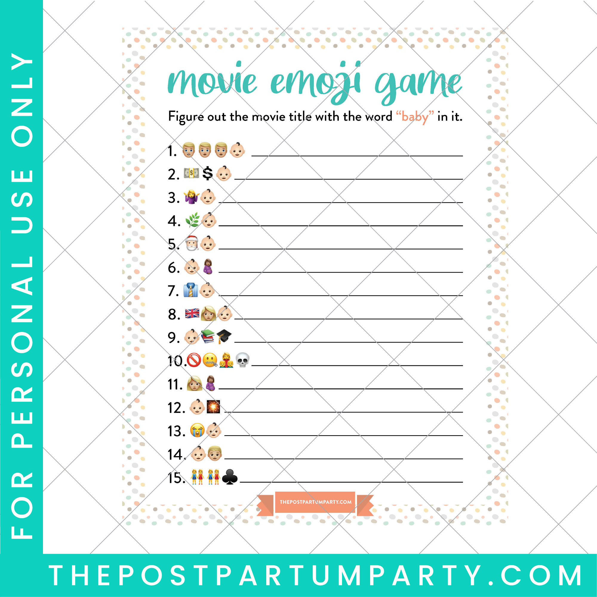 Fun Printable Baby Shower Emoji Game - The Postpartum Party
