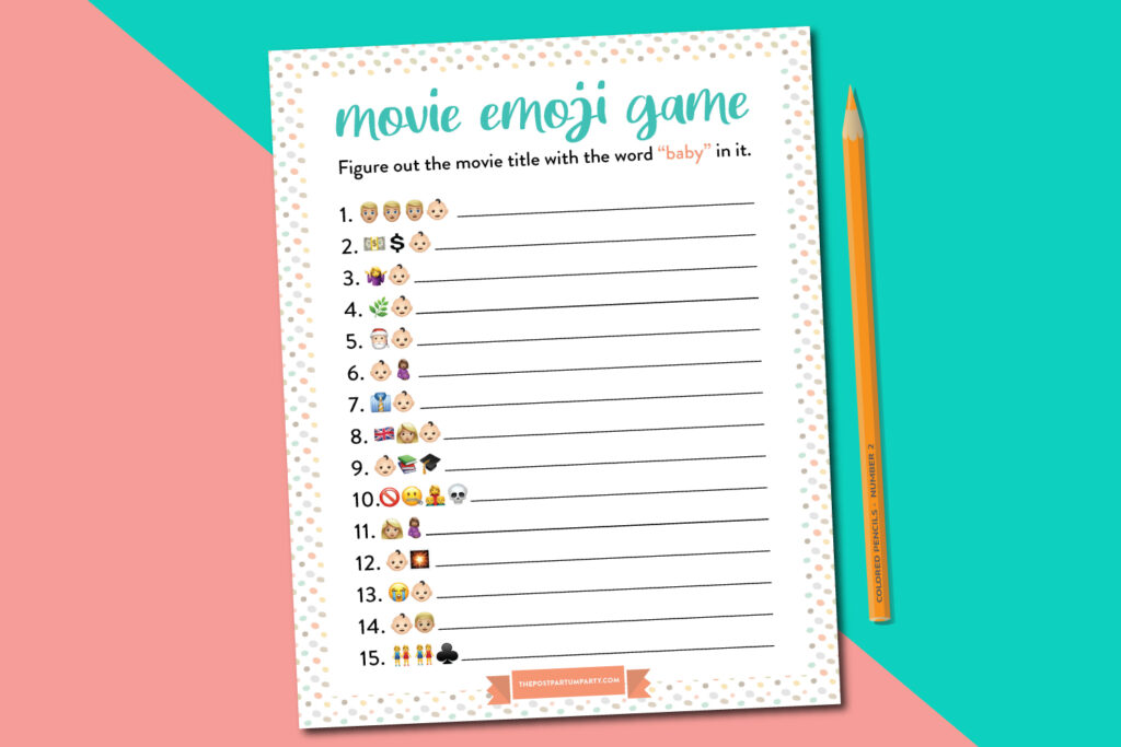 baby shower emoji game mockup