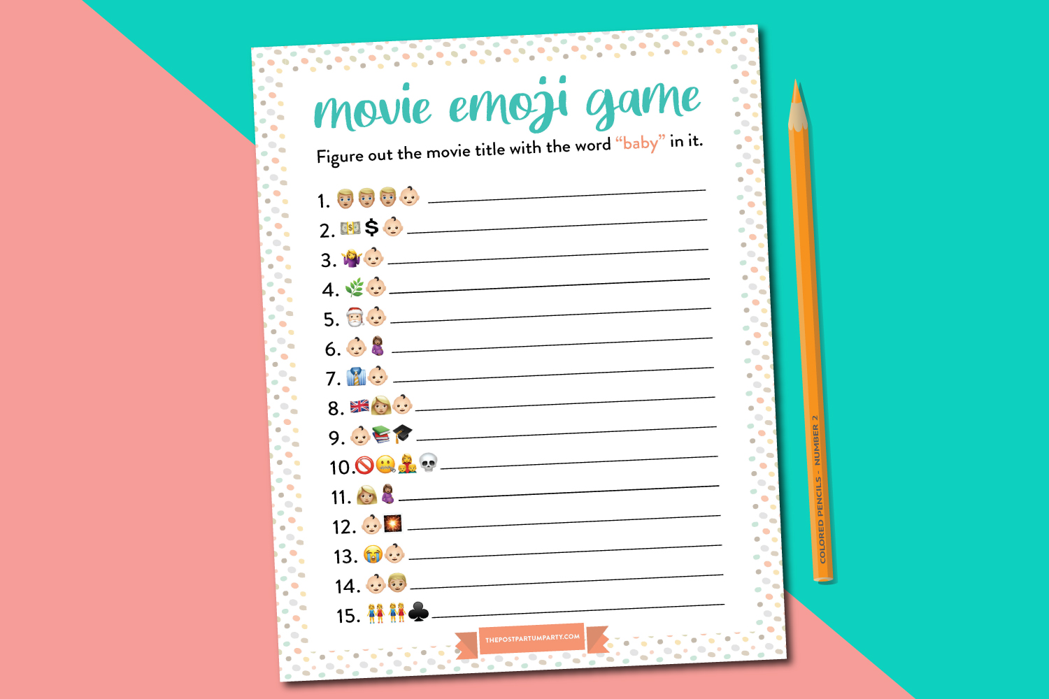 Printable Baby Shower Emoji Game