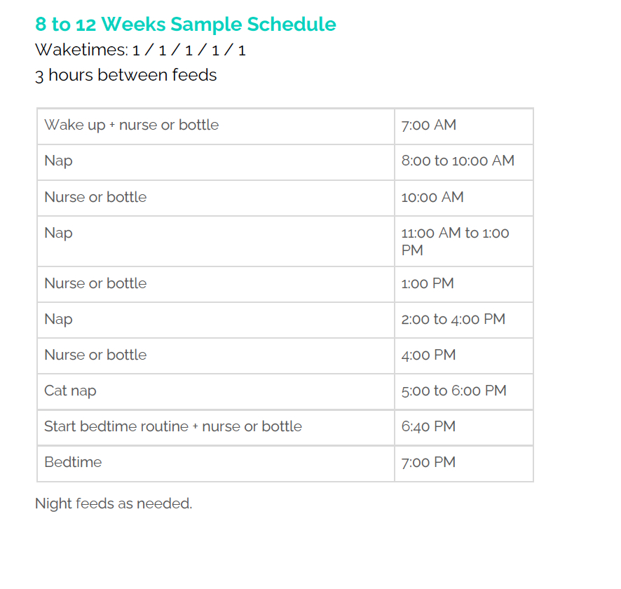 Sample 2 Month Old Printable Babywise Schedule The Postpartum Party