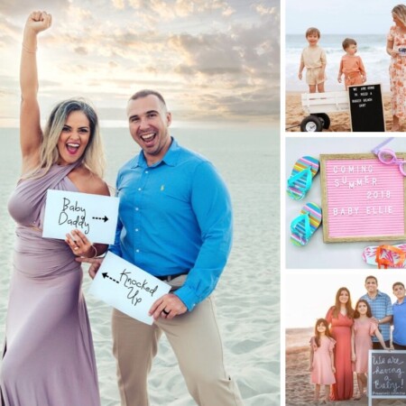 beach pregnancy announcement collage