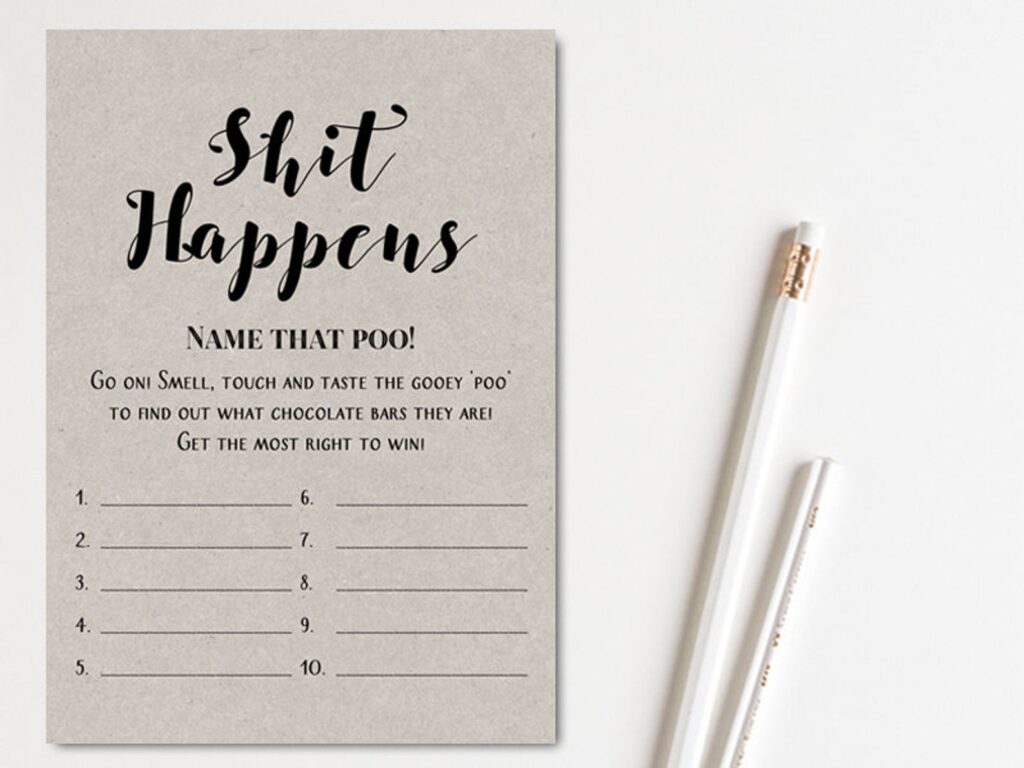 shit happens - inappropriate baby shower games