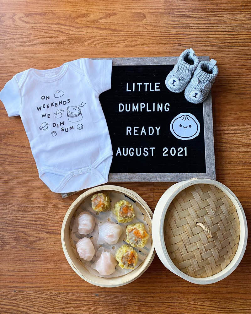 letter board pregnancy announcement - little dumpling