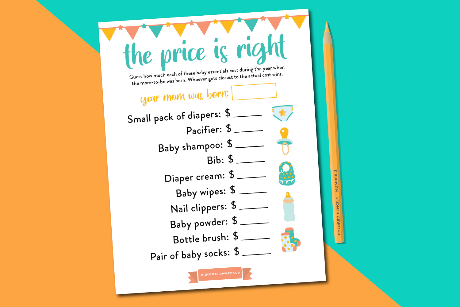 Printable Price is Right Baby Shower Game with a Twist