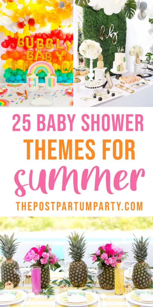summer baby shower themes pin image