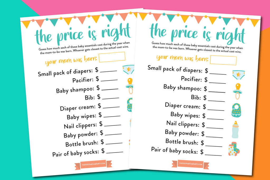 baby shower price is right game
