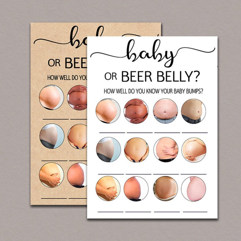 Boobs or Butts Baby Game - Modern Printable Baby Shower Games