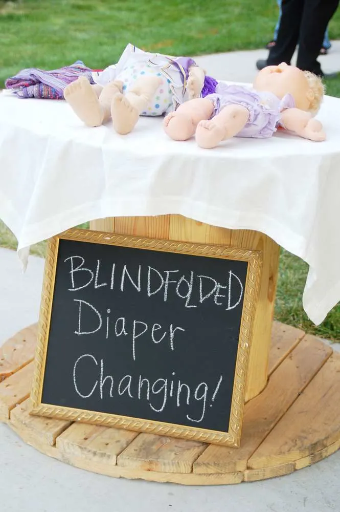 blindfolded diaper station funny baby shower game